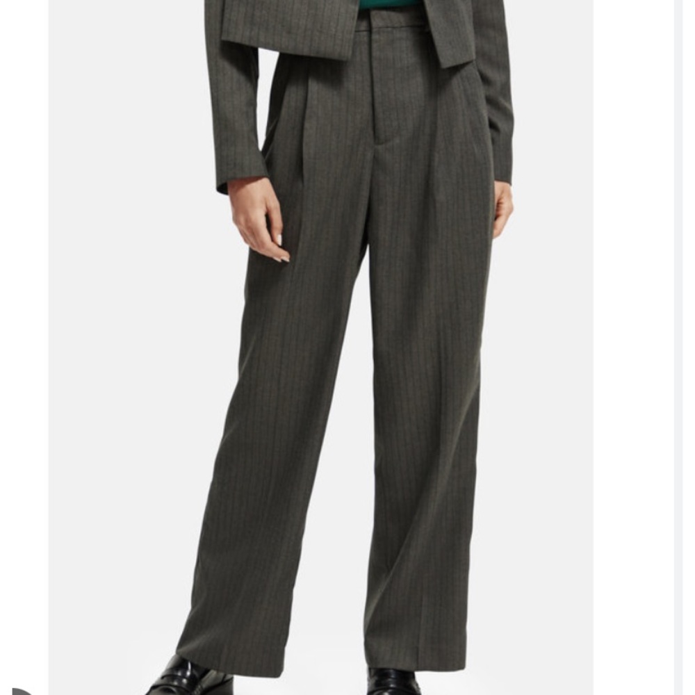 Scotch & Soda Varsity Striped High Rise Trousers Tailored Pants Unlined NWT